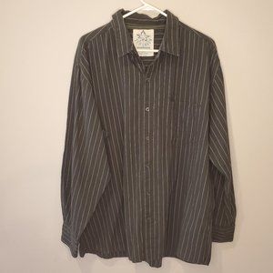 EcoGreen Organic Cotton button up green stripe XXL